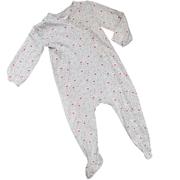 The Little White Company Footie Pajama Baby Girl’s Ruffle Snap Onesie - Picture 1 of 9